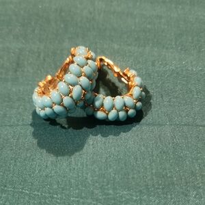 Elegant Gold and Turquoise Hoop Earrings